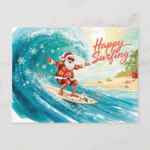 Cartes Pour Fêtes Annuelles Noël en surf avec PÈRE NOËL