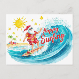Cartes Pour Fêtes Annuelles Noël en surf avec PÈRE NOËL