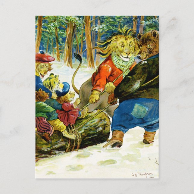 Cartes Pour Fêtes Annuelles Noël en terre animale - Le journal de Yule (Devant)