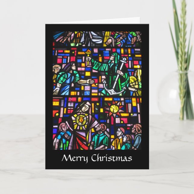 Cartes Pour Fêtes Annuelles Noël en verre souillé (Devant)