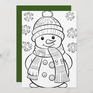 Cartes Pour Fêtes Annuelles Noël enfants colorier bonhomme de neige ajouter du