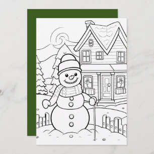 Cartes Pour Fêtes Annuelles Noël enfants colorier bonhomme de neige ajouter du