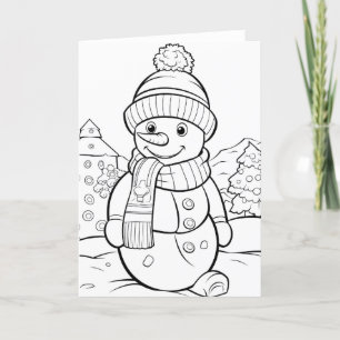 Cartes Pour Fêtes Annuelles Noël enfants colorier bonhomme de neige ajouter du