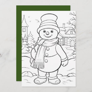 Cartes Pour Fêtes Annuelles Noël enfants colorier bonhomme de neige ajouter du