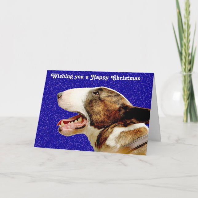 Cartes Pour Fêtes Annuelles Noël English Bull Terrier (Devant)