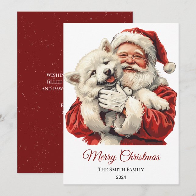 Cartes Pour Fêtes Annuelles Noël Eskimo Santa Claus américain (Devant / Derrière)