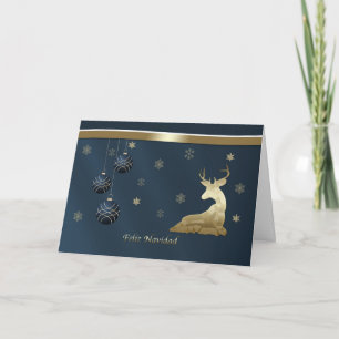 Cartes Pour Fêtes Annuelles Noël, Espagnol, cerfs communs d'or, flocons de
