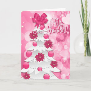 Cartes Pour Fêtes Annuelles Noël espagnol Feliz Navidad Pink Poinsettia