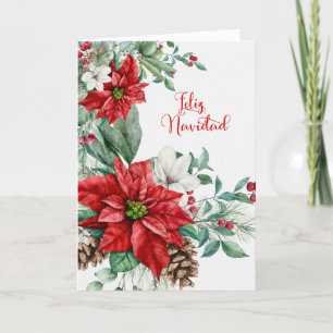 Cartes Pour Fêtes Annuelles Noël espagnol Poinsettias Feliz Navidad