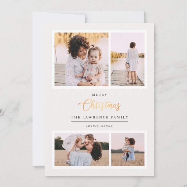 Cartes Pour Fêtes Annuelles Noël est l'or | Ivory Elegant 4 vacances photo (Devant)