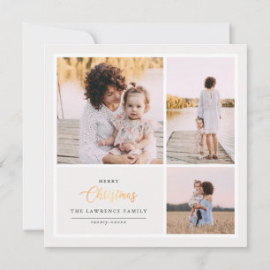 Cartes Pour Fêtes Annuelles Noël est l'or   Ivory Modern 3 vacances photo
