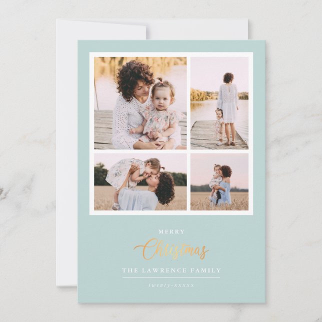 Cartes Pour Fêtes Annuelles Noël est l'or | Mint Modern 4 vacances photo (Devant)