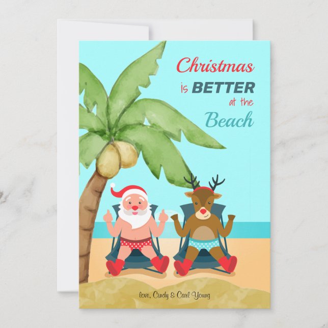 Cartes Pour Fêtes Annuelles Noël est mieux à la Beach Holiday Card (Devant)
