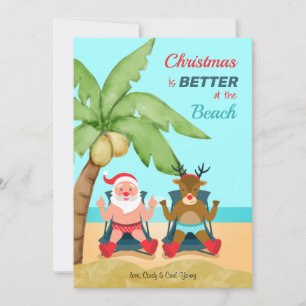 Cartes Pour Fêtes Annuelles Noël est mieux à la Beach Holiday Card