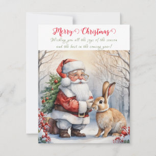 Cartes Pour Fêtes Annuelles Noël et lapin du Père Noël vintage