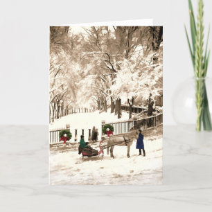 Cartes Pour Fêtes Annuelles Noël et neige à Boston Commons dans les années 187