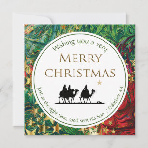 Cartes Pour Fêtes Annuelles NOËL ÉTOILES Trois Sages Hommes Écriture Festive