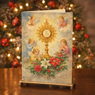 Cartes Pour Fêtes Annuelles Noël eucharistique avec anges