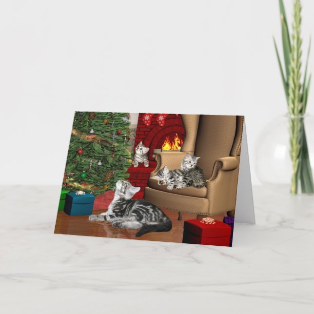 Cartes Pour Fêtes Annuelles Noël familial Tabby (Devant)