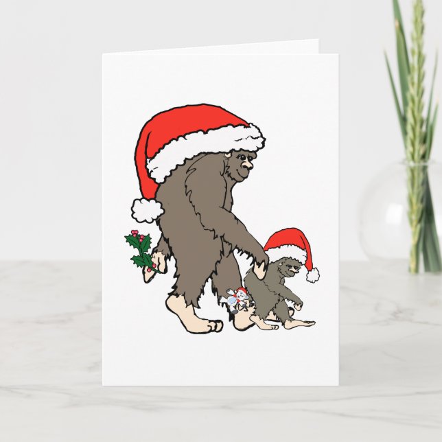 Cartes Pour Fêtes Annuelles Noël Famille Bigfoot (Devant)