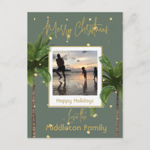 Cartes Pour Fêtes Annuelles Noël Famille Green Gold Vacances Tropicales