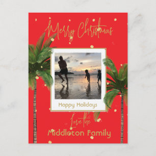 Cartes Pour Fêtes Annuelles Noël Famille Or Rouge Tropical Vacances