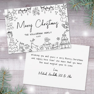 Cartes Pour Fêtes Annuelles Noël Fantaisiste Dessiné à la Main
