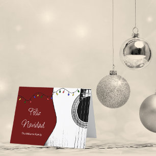 Cartes Pour Fêtes Annuelles Noël Feliz Navidad Guitare Festive Rouge