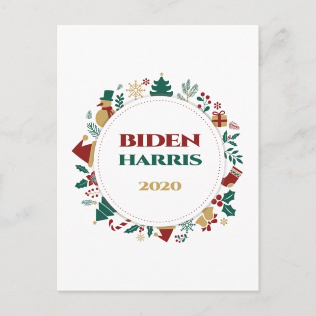 Cartes Pour Fêtes Annuelles Noël festif Biden/Harris 2020 (Devant)