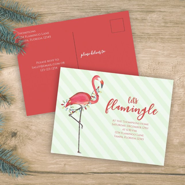 Cartes Pour Fêtes Annuelles Noël Festif Flamant rose Vacances Budget (Créateur téléchargé)