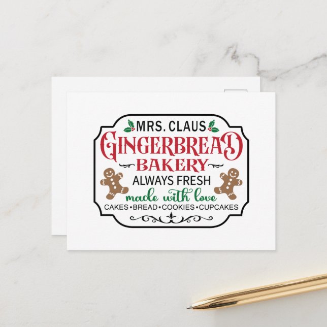 Cartes Pour Fêtes Annuelles Noël festif Mme Claus (Devant/Arrière en situation)