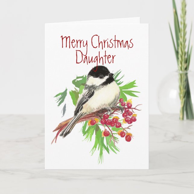 Cartes Pour Fêtes Annuelles Noël, Fille, Oiseau de poulet, Nature, Jardin (Devant)