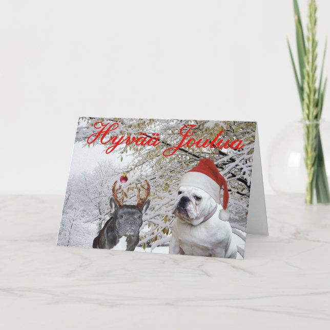 Cartes Pour Fêtes Annuelles Noël finlandais 2 de bouledogue (Devant)
