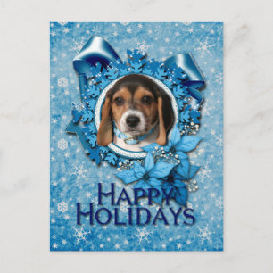 Cartes Pour Fêtes Annuelles Noël - Flocon de neige bleu - Chiot Beagle