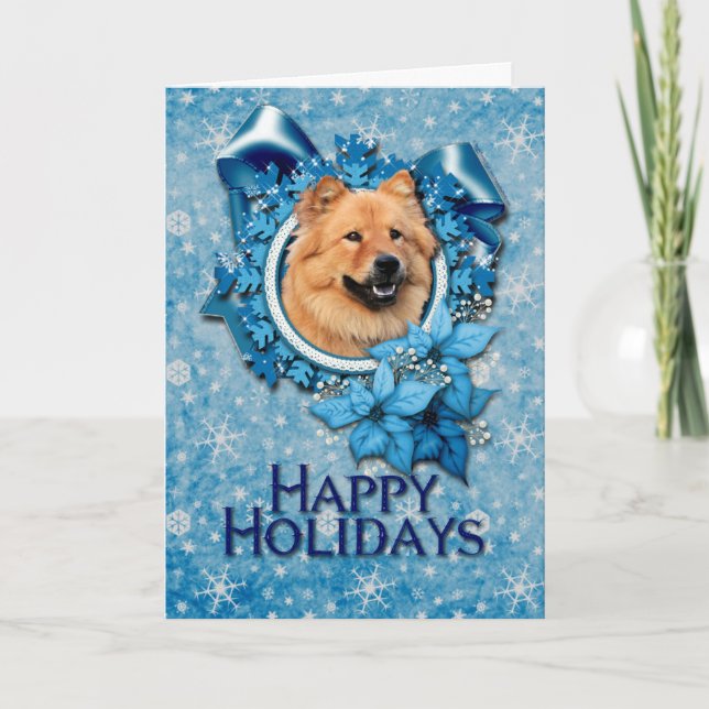 Cartes Pour Fêtes Annuelles Noël - Flocon de neige bleu - Chow Chow - Cinny (Devant)