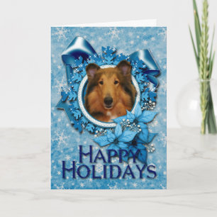 Cartes Pour Fêtes Annuelles Noël - Flocon de neige bleu - Collie - Natalie