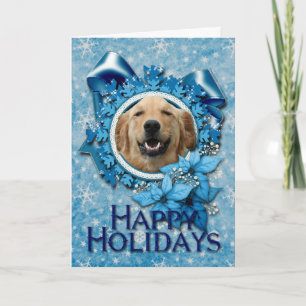 Cartes Pour Fêtes Annuelles Noël - flocon de neige bleu - golden retriever