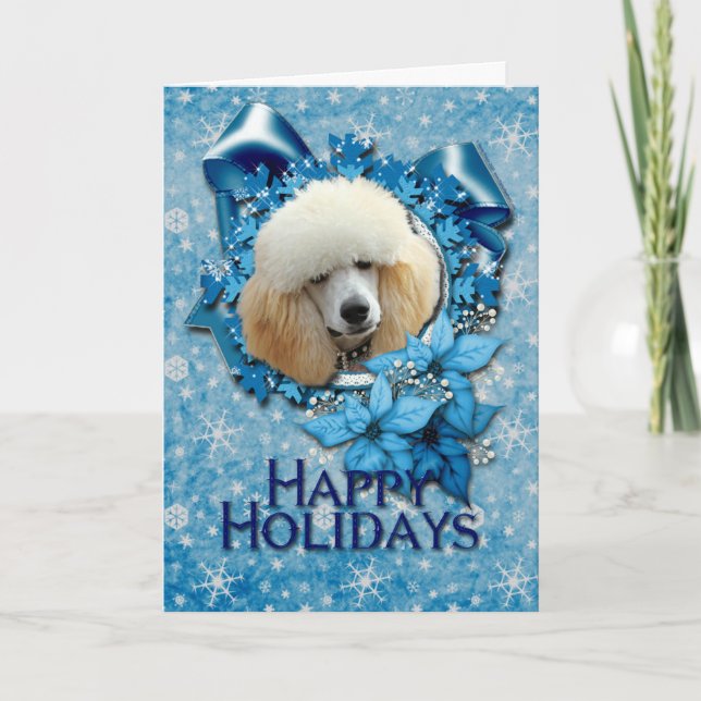 Cartes Pour Fêtes Annuelles Noël - Flocon de neige bleu - Poodle - Apricot (Devant)