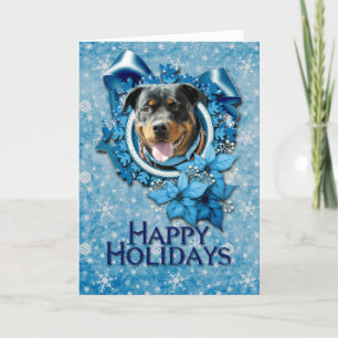 Cartes Pour Fêtes Annuelles Noël - Flocon de neige bleu - Rottweiler SambaParT
