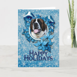 Cartes Pour Fêtes Annuelles Noël - Flocon de neige bleu - Saint Bernard - Mae