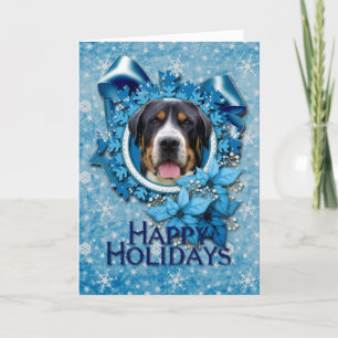 Cartes Pour Fêtes Annuelles Noël - flocons de neige bleus - chien suisse de