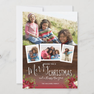 Cartes Pour Fêtes Annuelles Noël floral Bonne année Bois 4 photo