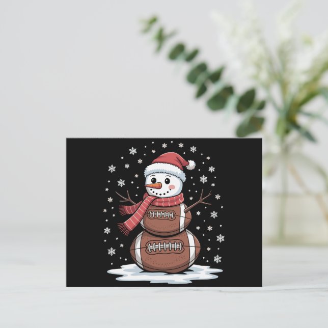 Cartes Pour Fêtes Annuelles Noël Football Américain Bonhomme de Neige Xmas Spo (Debout devant)