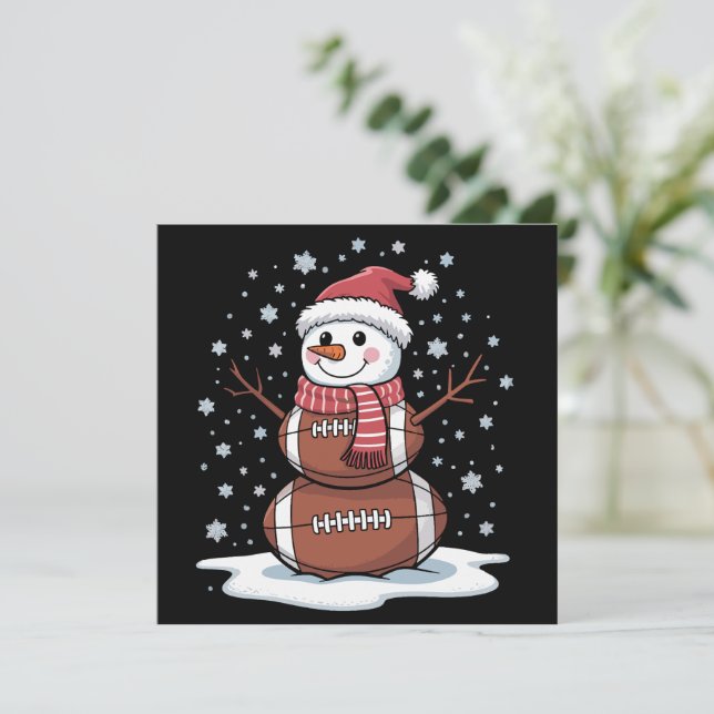 Cartes Pour Fêtes Annuelles Noël Football américain Snowman Xmas Sport (Debout devant)