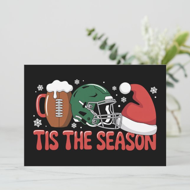 Cartes Pour Fêtes Annuelles Noël Football C'est la Saison Sport Fête  (Debout devant)