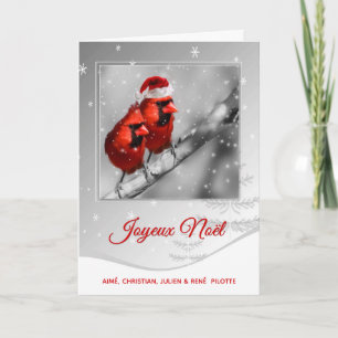 Cartes Pour Fêtes Annuelles Noël Français Joyeux Noel Red Cardinal Birds