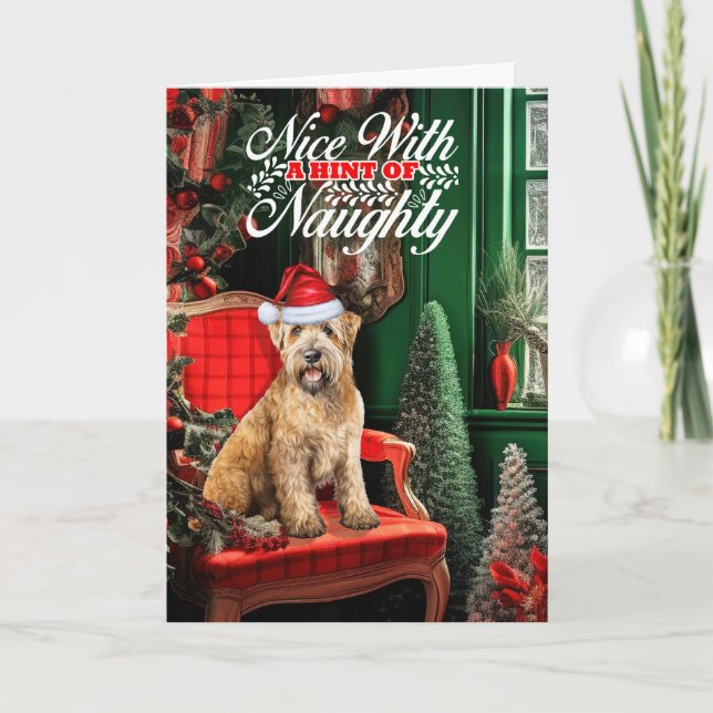 Cartes Pour Fêtes Annuelles Noël Frouillé Terrier Chien Naughty ou Nice (Devant)