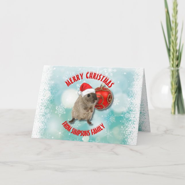 Cartes Pour Fêtes Annuelles Noël Funky Hamster Flammes de neige Red Santa Chap (Devant)