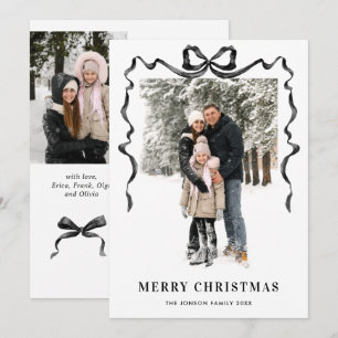 Cartes Pour Fêtes Annuelles Noël funky ruban à nœud bohème noir 3 Photo