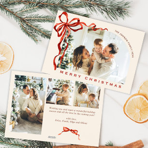 Cartes Pour Fêtes Annuelles Noël funky ruban à nœud rouge boho 4 photo